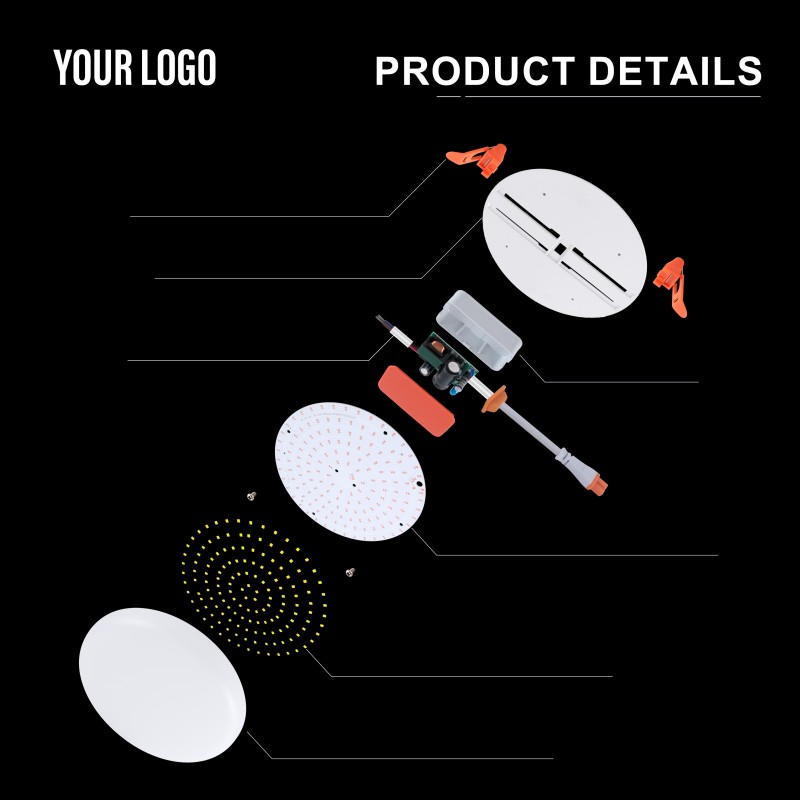 36W Recessed LED Frameless প্যানেল লাইট, অ্যালুমিনিয়াম + PC, Iron + PP